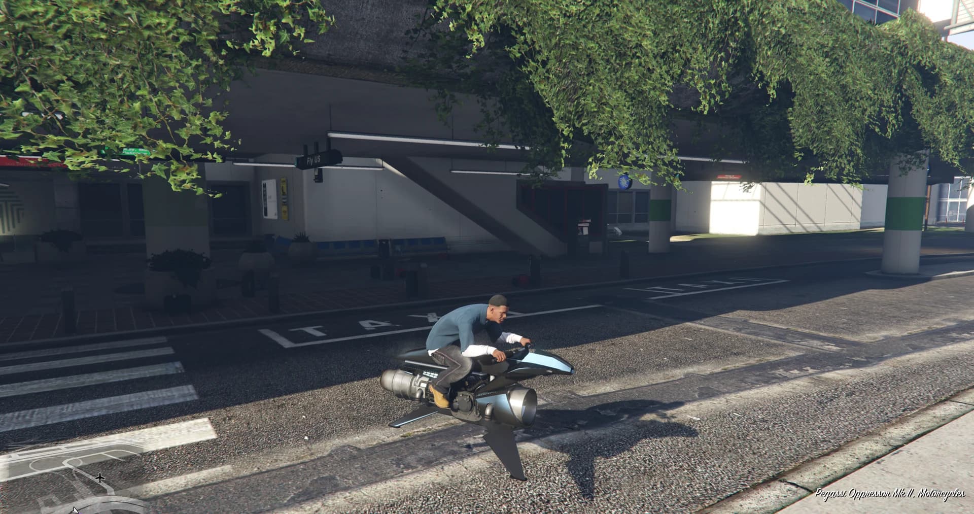 GTA V: Legacy Classic gameplay with an Oppressor Mk II near Los Santos airport.
